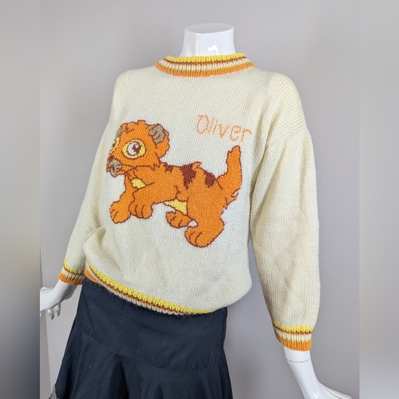 Sweaters - Handmade Oliver & Company Inspired Knit Sweater Vintage Disney Style Cropped XS